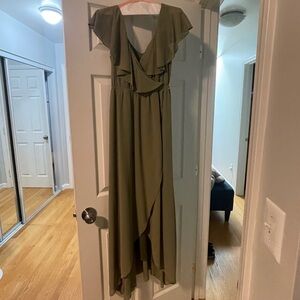 Ruffle Maxi Dress - wedding guest or bridesmaid dress Medium - Sage